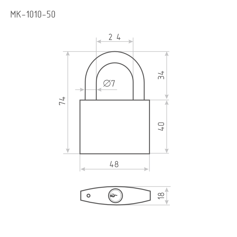 Схема Замок навесной МК-1010 мастер ключ цвет Темный Нора-М