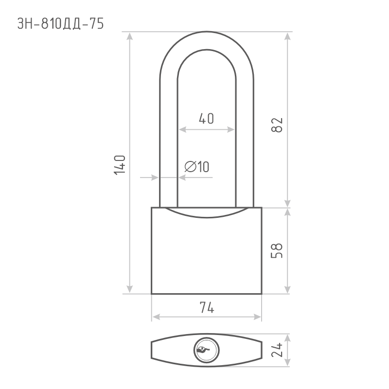 Схема Замок навесной ЗН-810дд цвет Латунь Нора-М