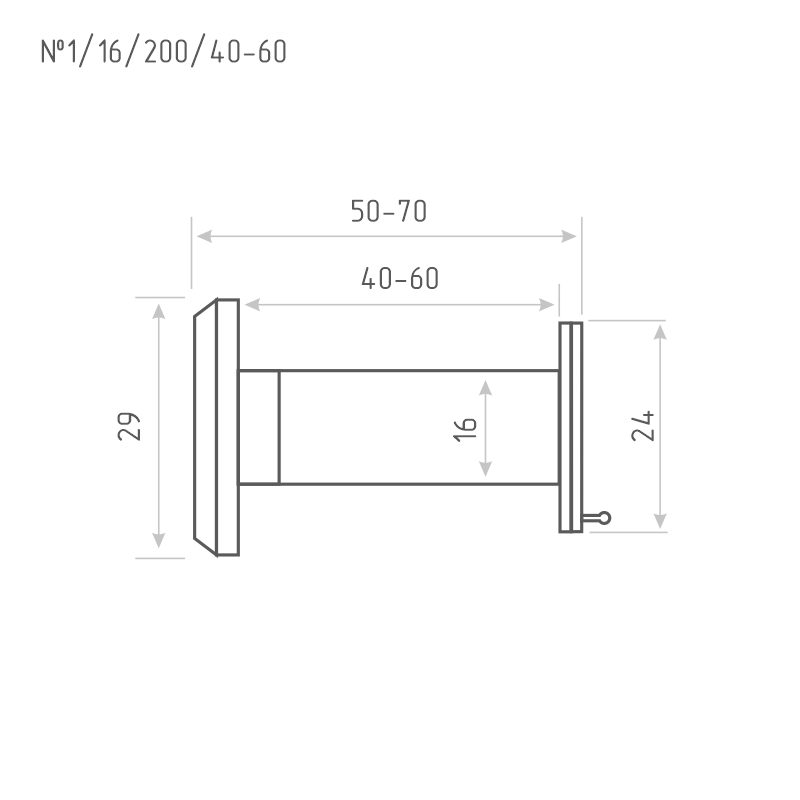 Схема Дверной глазок со шторкой №1/16/200/40-60 цвет Хром Нора-М