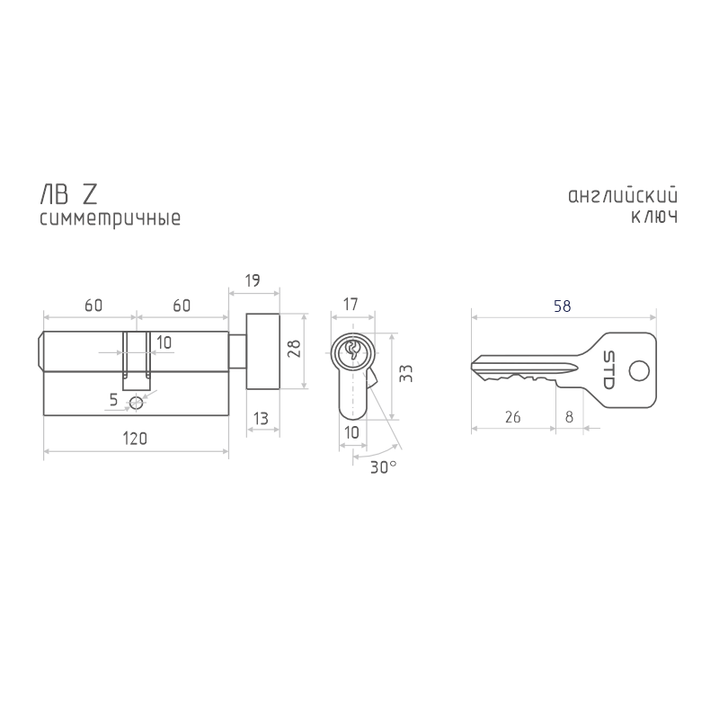 Схема Цилиндр STD Z Л цвет Золото Нора-М