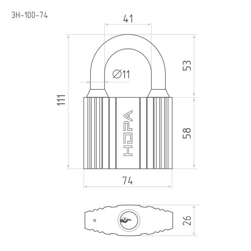 Схема Замок навесной ЗН-100 цвет Черный Нора-М