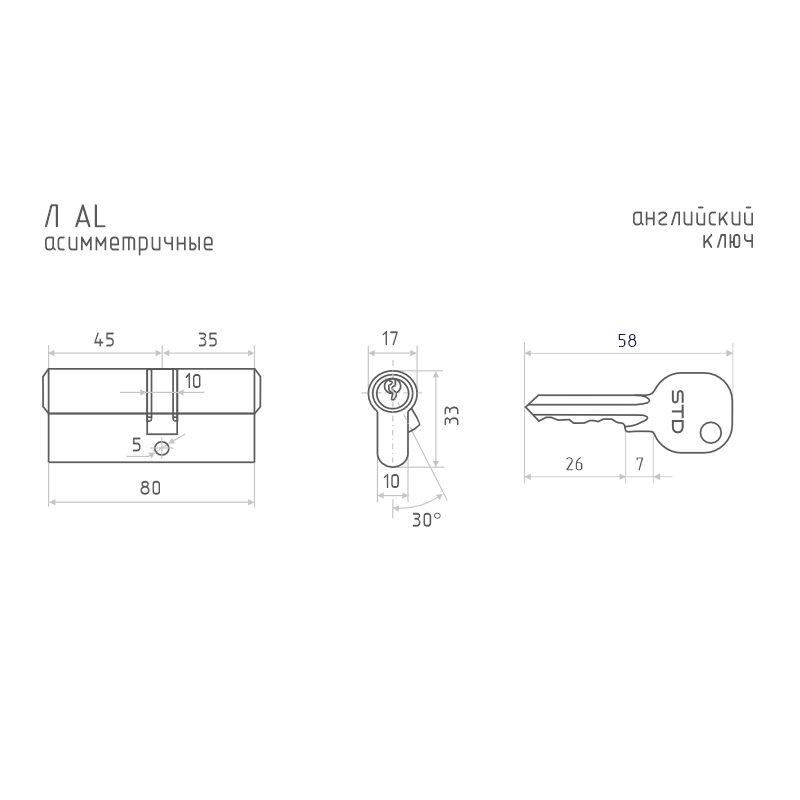 Схема Цилиндр STD Al Л цвет Черный Нора-М