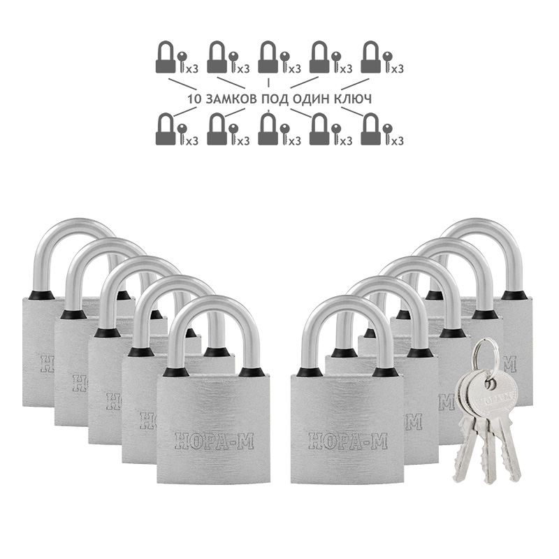Комплектация и упаковка Замок навесной МК-1010 мастер ключ цвет Темный Нора-М
