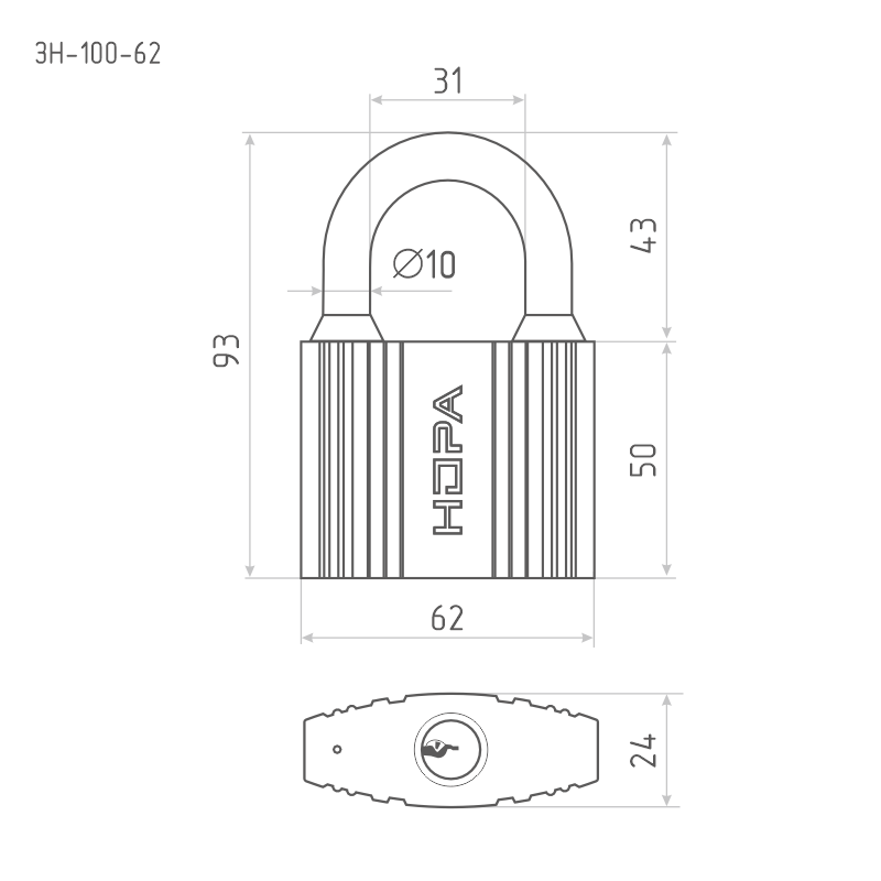 Схема Замок навесной ЗН-100 цвет Черный Нора-М