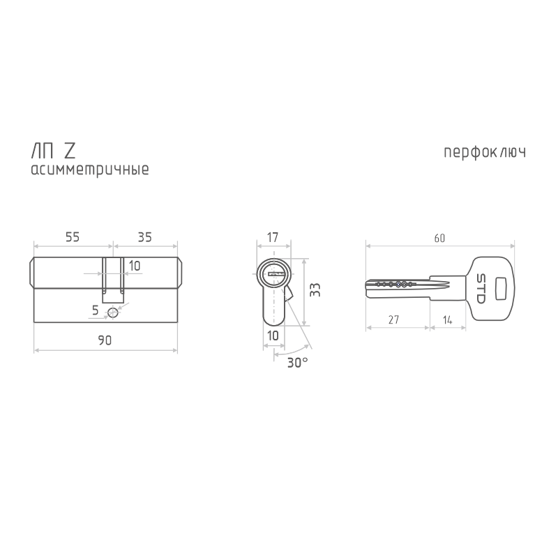 Схема Цилиндр STD Z ЛП цвет Черный Нора-М