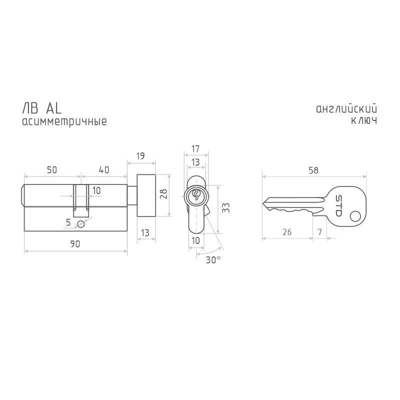 Схема Цилиндр STD Al ЛВ цвет Черный Нора-М