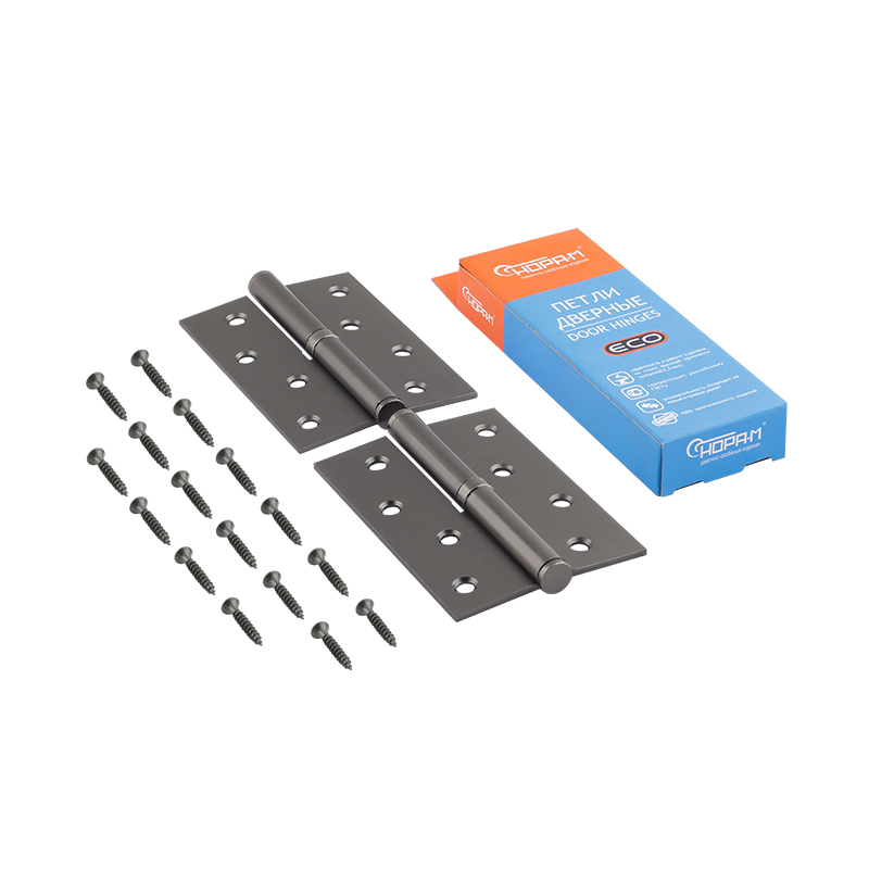 Комплектация и упаковка Петля левая/правая 750-4" STD (100*70*2,5) без колп. цвет Графит Нора-М